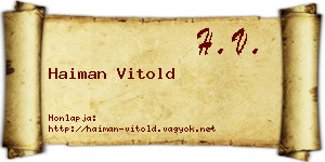 Haiman Vitold névjegykártya